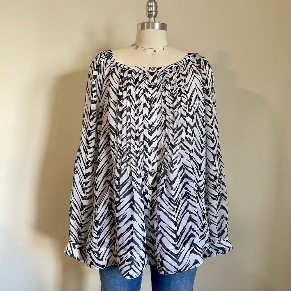 Zebra Print Flowy Chiffon Blouse